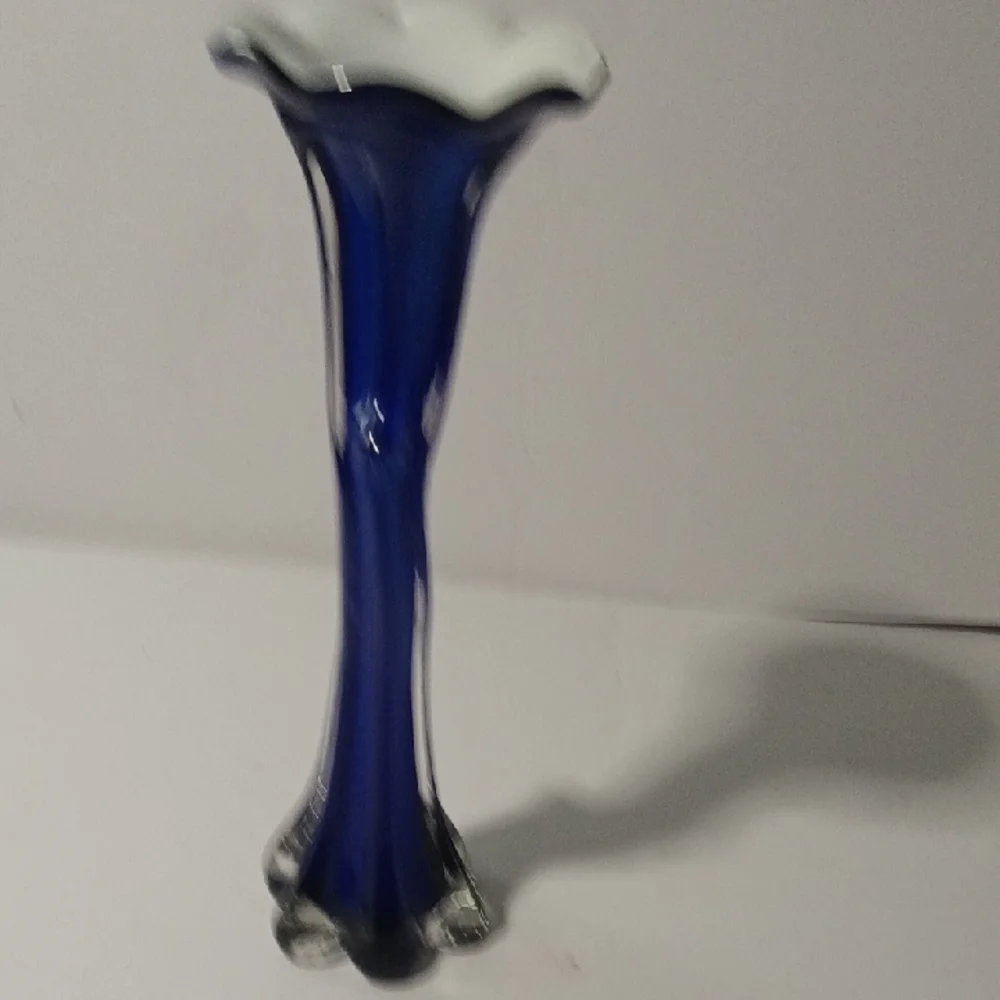 Murano Blue and White Accent Vase